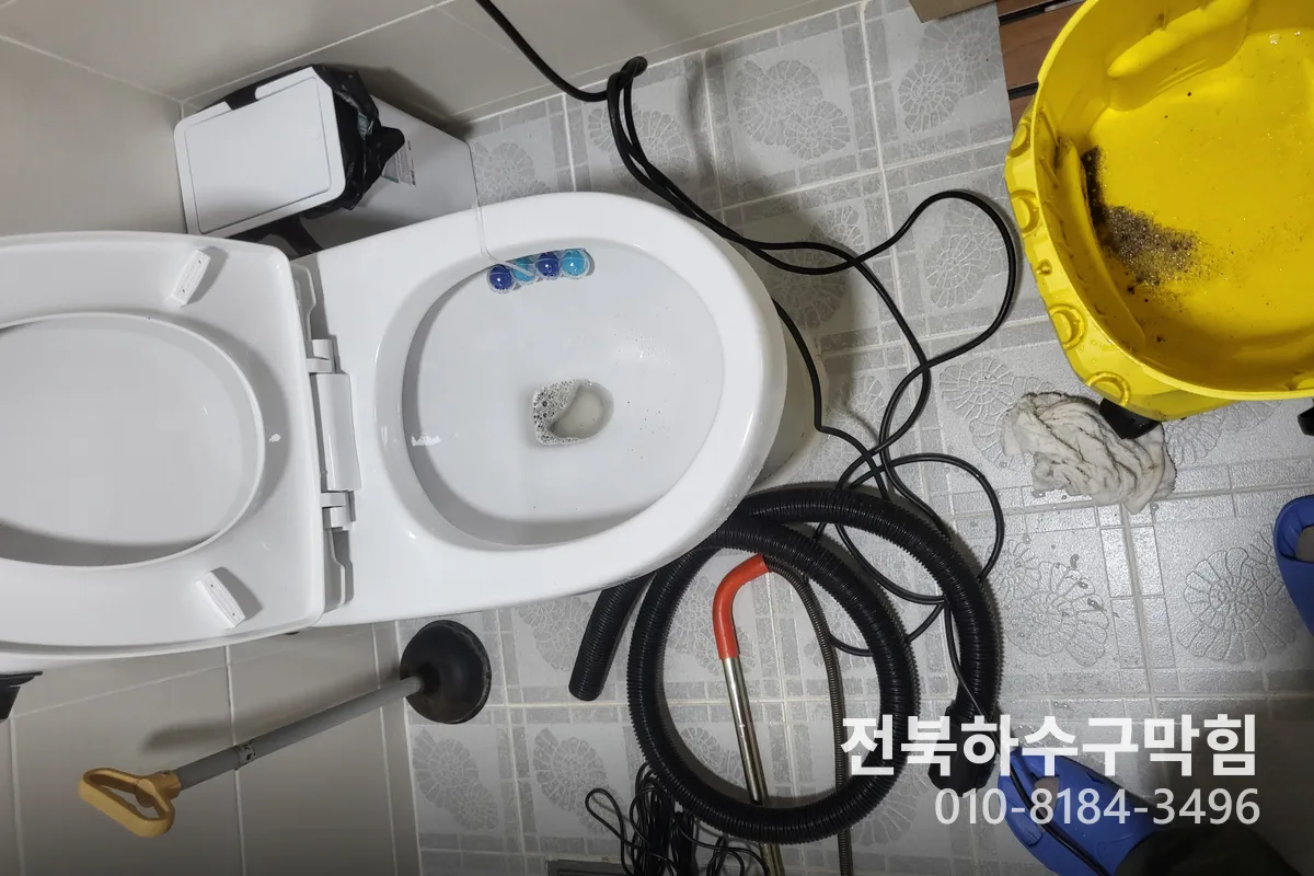 전주시 덕진동 하수구막힘 작업 완료 후 정상 배수 확인