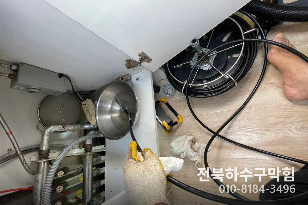 전주시 덕진동 배수구막힘 작업 완료 후 정상 배수 확인