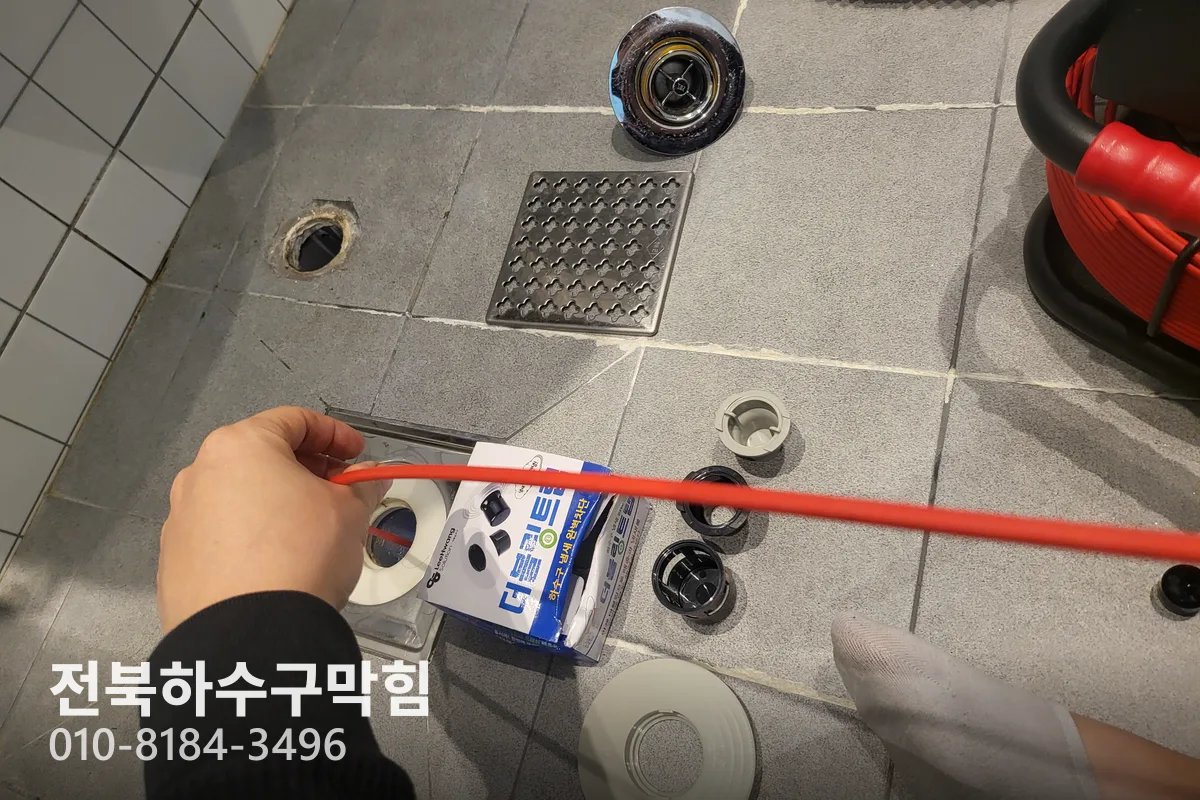 전주시 삼천동 하수구막힘 작업 완료 후 정상 배수 확인